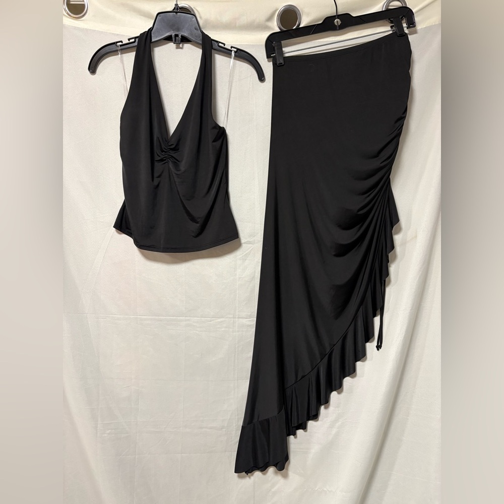 NWOT See You Monday Slinky Black Halter Skirt Set Size Medium